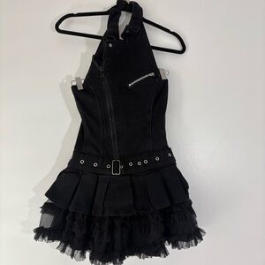 TRIPP Vintage Black Gothic Jean Tutu Halter Dress